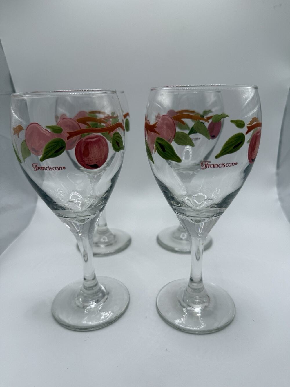 Vintage Franciscan Apple 12 Ounce Wine Water Goblets Lot Of 4